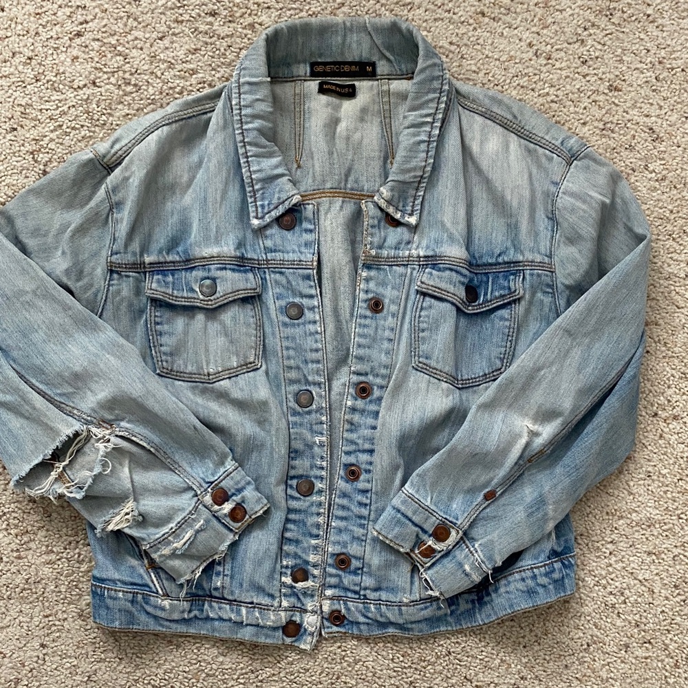 Thrashed Genetic Denim Jean Jacket. Made in USA. Size M.